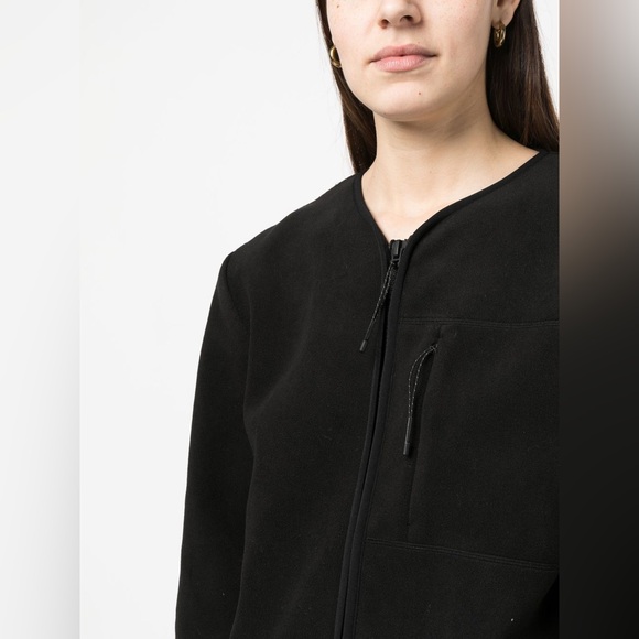 Rains Fleece Bomber Liner Jacket Size Medium NWT Solid Black - Picture 4 of 7